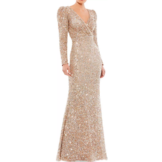 Sequin Faux Wrap Gown - Shimmering