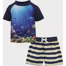 Babies UV Sets Children's Clothing Little Me Coral Reef Rashguard and Swim Trunk Set - Blue