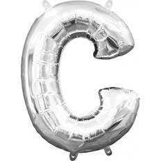 Birthdays Foil Balloons Amscan 10132786 Minishape Letter C Silver Foil Balloon-1 PC