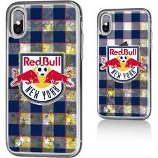 Mobile Cases Sports Fan Products Strategic Printing New York Red Bulls Plaid Glitter iPhone X/XS Case