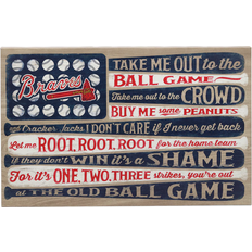 Open Road Brands Atlanta Braves Flag Ball Game Stretched Canvas Wall Art