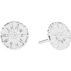 Marguerit Ear Stud 9mm - Silver/White