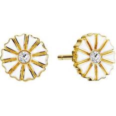 Lund Copenhagen Marguerit Ear Stud - Gold/White/Transparent