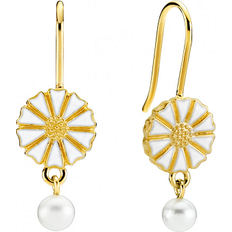 Lund Copenhagen Marguerit Earrings - Gold/White/Pearls