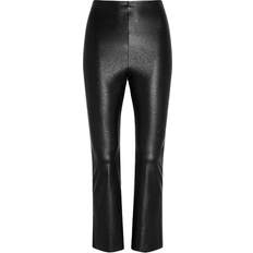 Faux Leather Crop Flare Legging - Black