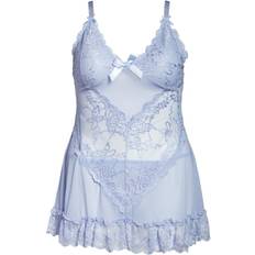 Negligées on sale OH LÀ LÀ CHÉRI Valentine Soft Cup Babydoll Chemise & G-String Thong - Brunnera Blue