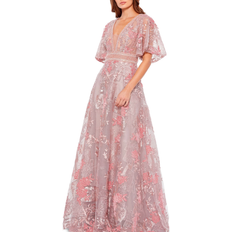 Mac Duggal Floral-Embroidered Gown - Pink