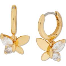 Kate Spade Social Butterfly Huggie Hoops Earrings - Gold/Transparent