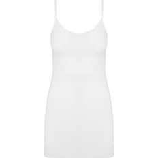 Elastane/Lycra/Spandex - Women Under Dresses Commando Classic Mini Cami Slip - White