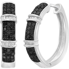 JewelonFire Huggie Hoop Earrings - Silver/Black/Transparent