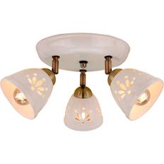 Ceramica Plafoniere Lindby Sanrike Faretto Soffitto 3 Luci - Bianco Bronzo Plafoniera 40cm