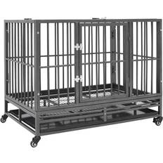 vidaXL Cage Pour Chiens Avec Roues Et Toit Acier 102x72x85 cm Chenil Enclos