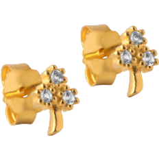 ENAMEL Copenhagen Clover Stud - Gold/Transparent