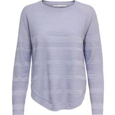 Purple - Stripes Tops Only Caviar Texture Knitted Pullover - Blue/Cosmic Sky