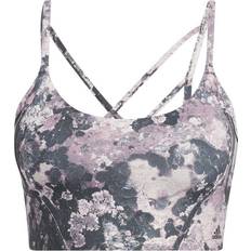 Damen - Mehrfarbig BHs Adidas Yoga Long Line Graphic Bra - Magic Mauve/Carbon/Black