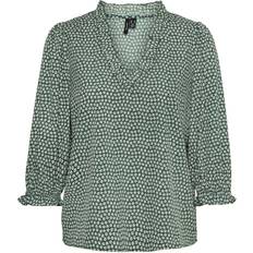 Vero Moda Frill Neck 3/4 Sleeved Top - Green