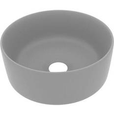 vidaXL Luksuriøs Servant Rund Matt Lysegrå 40 x 15 cm