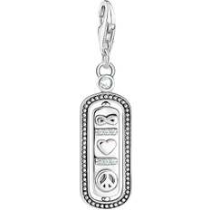 Thomas Sabo Charm Club Collectable Love & Peace Charm Pendant - Silver/Black/Transparent