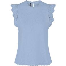 Pitsi Vaatteet Pieces Pcolline SL Lace Top - Sininen