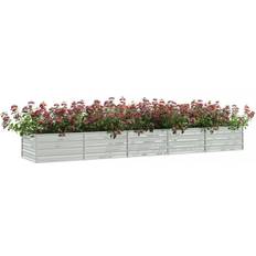 Macetas, Plantas y Cultivo vidaXL Arriate De Acero Galvanizado Plateado 400x80x45 cm 80x400x45cm