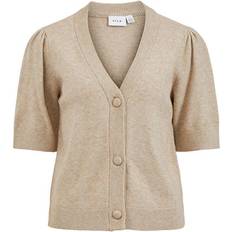 Short Sleeves Cardigans Vila Ril Short Sleeved knitted Top - Natural Melange