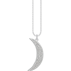 Nickel Free Necklaces Thomas Sabo Pavé Crescent Moon Necklace - silver/Transparent