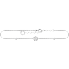 Transparent Fotlänkar Thomas Sabo Charm Club Cloverleaf Anklet - Silver/Transparent