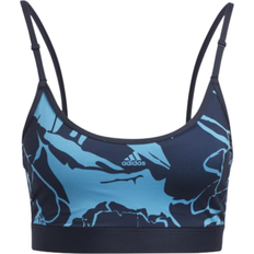 adidas Light Support Flower Print Bra - Craft Blue/Legend Ink