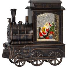 Bronze Julebelysning Star Trading Vinter Locomotive with Santa Inside Julelampe 17cm