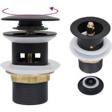 vidaXL Push Drain with Overflow Function Black 6.4x6.4x9.1 cm