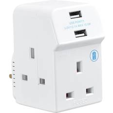 Power Strips & Extension Cords sale Masterplug 13A 3 Socket Fused Adaptor with 2 USB Charging Points wilko