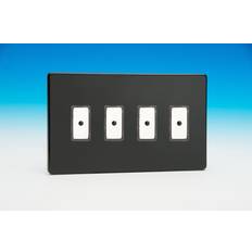 Varilight JDLE104S Screwless Premium Black 4 Gang V-Pro Remote/Touch Master LED Dimmer 0-100W