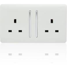Trendi Switch Trendi 2 Gang 13 Amp Switched Socket, Long Rocker White