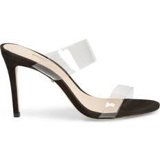 39 ½ Sandalias de tacón Schutz Ariella Clear Strap High-Heel Slide Sandals - Black