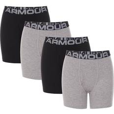 Black - Boys Boxer Shorts Under Armour Boys' UA Cotton Boxer Briefs 4-Pack - Mod Gray Medium Heather/Black (1357920)