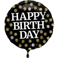 Folat Prickig Happy Birthday Folieballong Svart