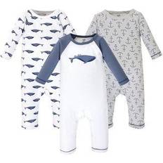 Touched By Nature Baby Blue Whale Coveralls 3-pack - Blue