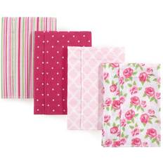 Pink Cloth Diapers Hudson Flannel Burp Cloth 4-pack Rose