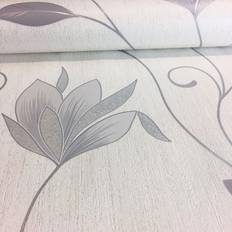 Advantage Synergy Dove Grey Floral Glitter Wallpaper