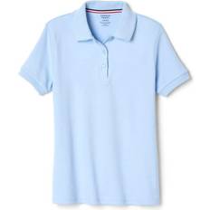 Girl's Short Sleeve Interlock Polo with Picot Collar - Blue