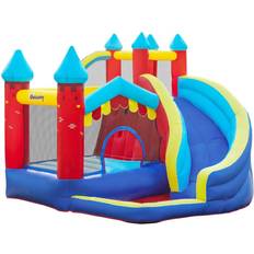 Water Play Set OutSunny 4 in 1 Kids Bouncy Castle Large Inflatable House Trampoline Slide Water Pool Climbing Wall with Blower Carrybag