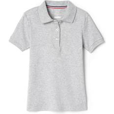 L Polo Shirts French Toast Girl's Short Sleeve Interlock Polo with Picot Collar - Heather Grey