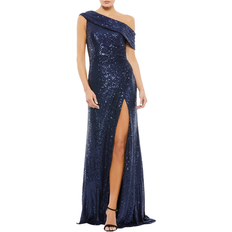 Mac Duggal Clothing Mac Duggal Metallic One-Shoulder Sheath Evening Gown - Midnight