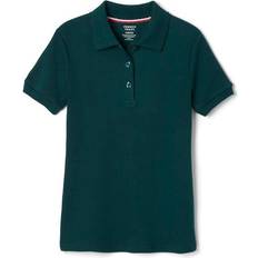 Girls - Green Polo Shirts French Toast Girl's Short Sleeve Interlock Polo with Picot Collar - Green