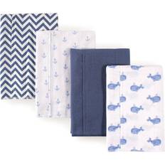 Hudson Flannel Burp Cloth 4-pack Blue Whales