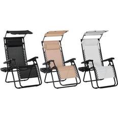 Garden & Outdoor Furniture OutSunny Zero Gravity Outdoor Deck Chair: Beige Reclining Chair