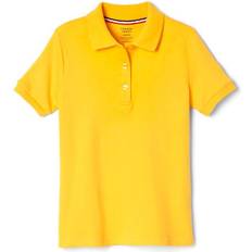 S Polo Shirts French Toast Girl's Short Sleeve Interlock Polo with Picot Collar - Gold