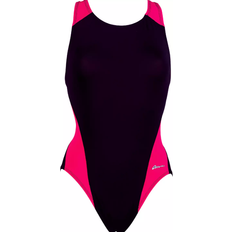 Women Swimsuits Dolfin Ocean Performance Back Colorblock One Piece Swimsuit - Black/Magenta