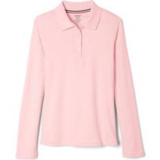 Long Sleeves Polo Shirts Children's Clothing French Toast Girl's Long Sleeve Interlock Knit Polo with Picot Collar - Pink