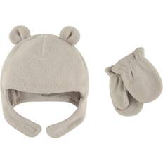 1-3M - Boys Accessories Children's Clothing Luvable Friends Baby Fleece Bear Hat and Mitten Set 2-pack - Light Gray (10130995)